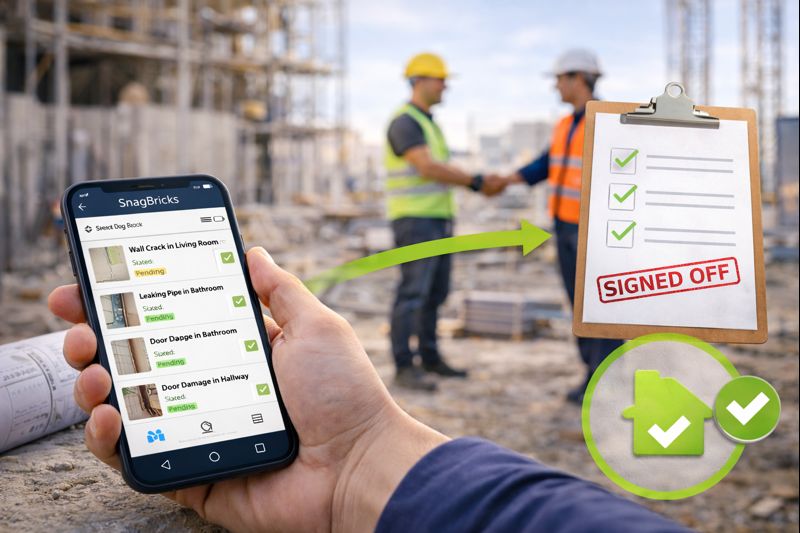 Construction project closeout workflow from snagging to final sign-off using digital tools